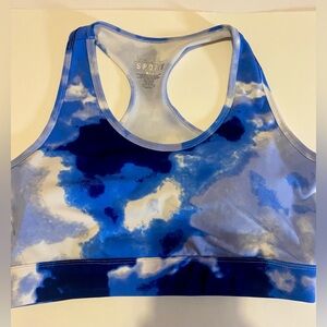 Nicole Miller Razor Back Sports Bra Size XL Blue & White